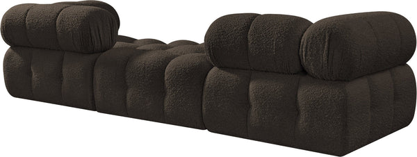 Meridian Furniture Ames Three Piece Modular Sectional Sofa in Textured Boucle for Modern Living Rooms 611Brown-S102D