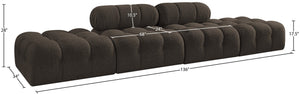 Meridian Furniture Ames Four Piece Modular Sectional Sofa in Textured Boucle for Modern Living Rooms 611Brown-S136C