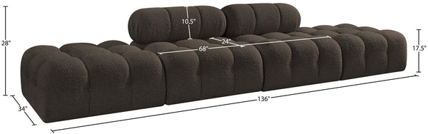 Meridian Furniture Ames Four Piece Modular Sectional Sofa in Textured Boucle for Modern Living Rooms 611Brown-S136C