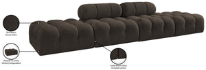Meridian Furniture Ames Four Piece Modular Sectional Sofa in Textured Boucle for Modern Living Rooms 611Brown-S136C