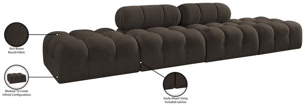 Meridian Furniture Ames Four Piece Modular Sectional Sofa in Textured Boucle for Modern Living Rooms 611Brown-S136C
