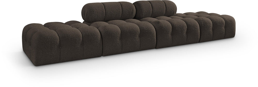 Meridian Furniture Ames Four Piece Modular Sectional Sofa in Textured Boucle for Modern Living Rooms 611Brown-S136C