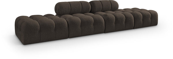Meridian Furniture Ames Four Piece Modular Sectional Sofa in Textured Boucle for Modern Living Rooms 611Brown-S136C