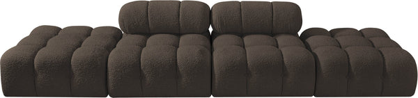 Meridian Furniture Ames Four Piece Modular Sectional Sofa in Textured Boucle for Modern Living Rooms 611Brown-S136C