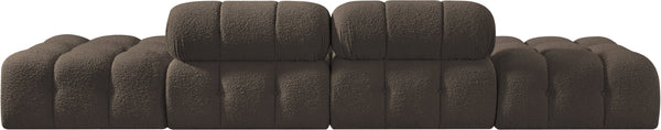 Meridian Furniture Ames Four Piece Modular Sectional Sofa in Textured Boucle for Modern Living Rooms 611Brown-S136C