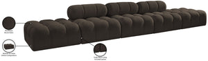 Meridian Furniture Ames Five Piece Boucle Modular Sectional Sofa for Modern Open Plan Living Spaces 611Brown-S170A