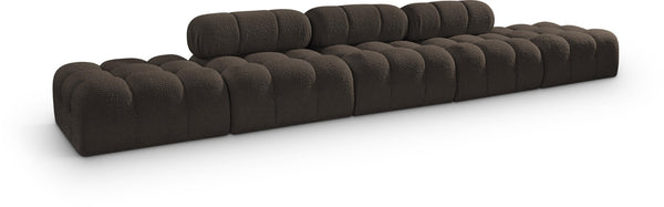 Meridian Furniture Ames Five Piece Boucle Modular Sectional Sofa for Modern Open Plan Living Spaces 611Brown-S170A