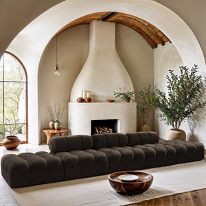 Meridian Furniture Ames Five Piece Boucle Modular Sectional Sofa for Modern Open Plan Living Spaces 611Brown-S170A