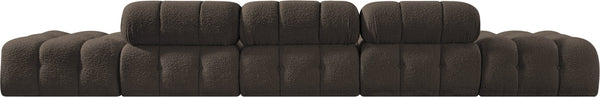 Meridian Furniture Ames Five Piece Boucle Modular Sectional Sofa for Modern Open Plan Living Spaces 611Brown-S170A