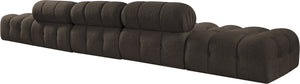 Meridian Furniture Ames Five Piece Boucle Modular Sectional Sofa for Modern Open Plan Living Spaces 611Brown-S170A