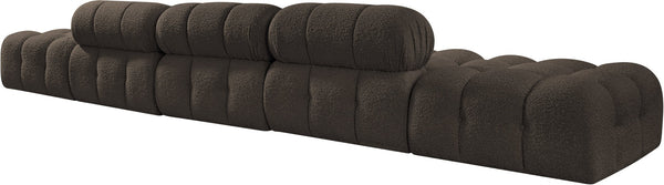 Meridian Furniture Ames Five Piece Boucle Modular Sectional Sofa for Modern Open Plan Living Spaces 611Brown-S170A