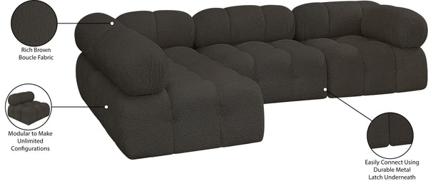 Ames Brown Boucle Fabric Modular Sectional 611Brown-Sec4A Meridian Furniture