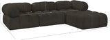 Ames Brown Boucle Fabric Modular Sectional 611Brown-Sec4B Meridian Furniture