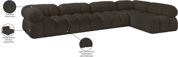 Ames Brown Boucle Fabric Modular Sectional 611Brown-Sec5A Meridian Furniture