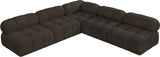 Ames Brown Boucle Fabric Modular Sectional 611Brown-Sec5C Meridian Furniture