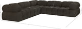 Ames Brown Boucle Fabric Modular Sectional 611Brown-Sec5D Meridian Furniture