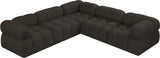 Ames Brown Boucle Fabric Modular Sectional 611Brown-Sec5D Meridian Furniture