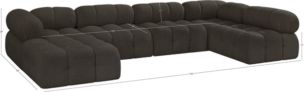 Ames Brown Boucle Fabric Modular Sectional 611Brown-Sec6A Meridian Furniture