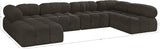 Ames Brown Boucle Fabric Modular Sectional 611Brown-Sec6A Meridian Furniture