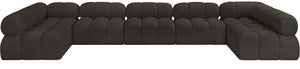 Ames Brown Boucle Fabric Modular Sectional 611Brown-Sec7A Meridian Furniture