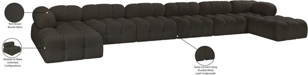 Ames Brown Boucle Fabric Modular Sectional 611Brown-Sec8B Meridian Furniture