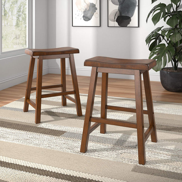 Cosimo Solid Rubberwood Saddleback Counter Stools Set of Two for Kitchen Islands