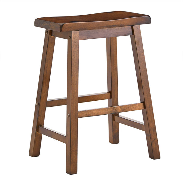 Cosimo Solid Rubberwood Saddleback Counter Stools Set of Two for Kitchen Islands