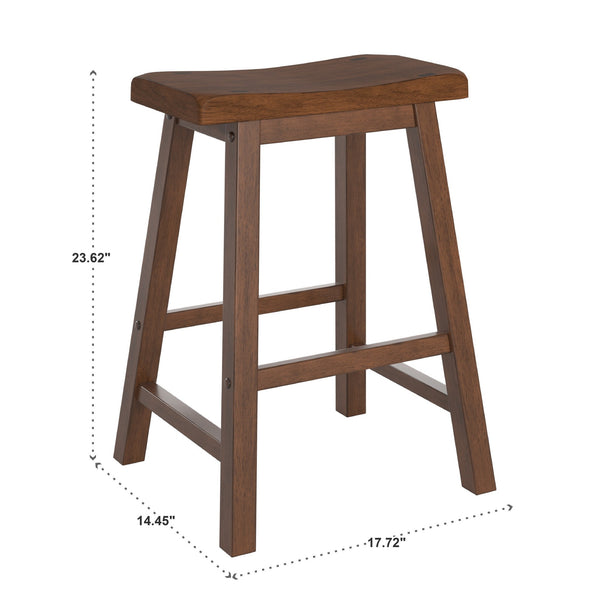 Cosimo Solid Rubberwood Saddleback Counter Stools Set of Two for Kitchen Islands