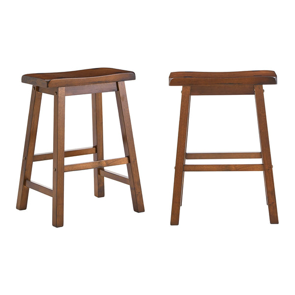 Cosimo Solid Rubberwood Saddleback Counter Stools Set of Two for Kitchen Islands