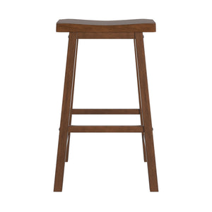 Cosimo Solid Rubberwood Bar Stools Set of 2 with Saddleback Seat Distressed Finish