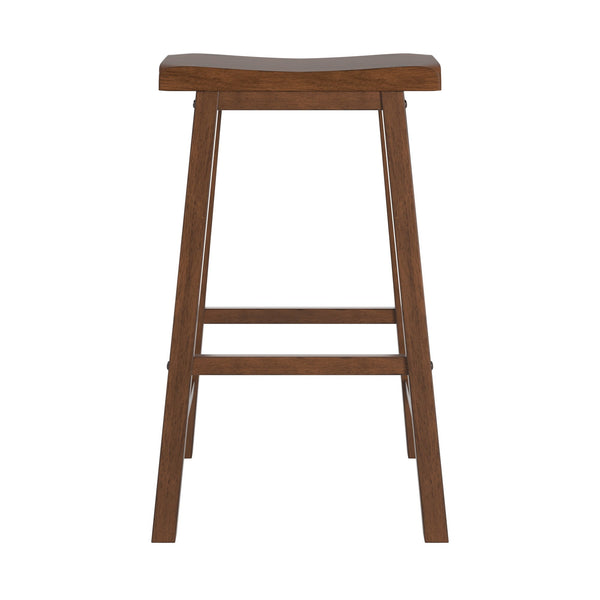 Cosimo Solid Rubberwood Bar Stools Set of 2 with Saddleback Seat Distressed Finish