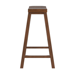 Cosimo Solid Rubberwood Bar Stools Set of 2 with Saddleback Seat Distressed Finish