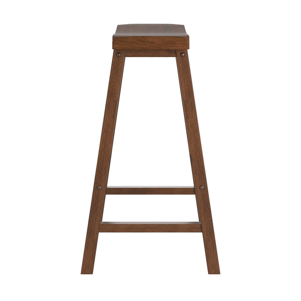 Cosimo Solid Rubberwood Bar Stools Set of 2 with Saddleback Seat Distressed Finish