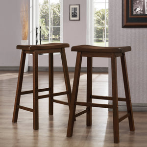 Cosimo Solid Rubberwood Bar Stools Set of 2 with Saddleback Seat Distressed Finish