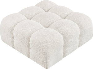 Ames Cream Boucle Fabric Ottoman 611Cream-Ott Meridian Furniture