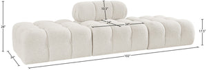 Meridian Furniture Ames Three Piece Modular Sofa Cream Boucle Upholstery for Modern Living Rooms 611Cream-S102C