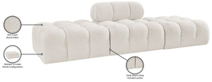Meridian Furniture Ames Three Piece Modular Sofa Cream Boucle Upholstery for Modern Living Rooms 611Cream-S102C
