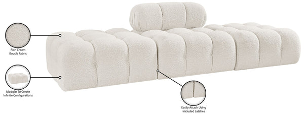 Meridian Furniture Ames Three Piece Modular Sofa Cream Boucle Upholstery for Modern Living Rooms 611Cream-S102C