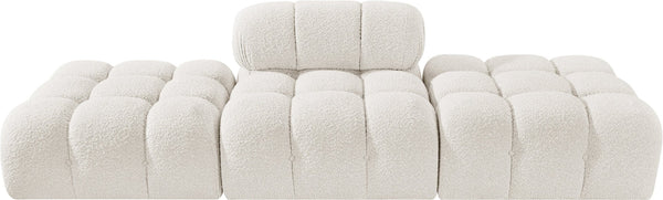 Meridian Furniture Ames Three Piece Modular Sofa Cream Boucle Upholstery for Modern Living Rooms 611Cream-S102C