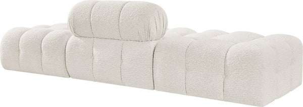 Meridian Furniture Ames Three Piece Modular Sofa Cream Boucle Upholstery for Modern Living Rooms 611Cream-S102C