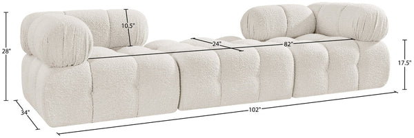 Meridian Furniture Ames Three Piece Modular Sofa in Cream Boucle for Contemporary Living Rooms 611Cream-S102D