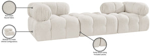 Meridian Furniture Ames Three Piece Modular Sofa in Cream Boucle for Contemporary Living Rooms 611Cream-S102D