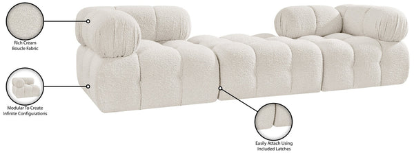 Meridian Furniture Ames Three Piece Modular Sofa in Cream Boucle for Contemporary Living Rooms 611Cream-S102D