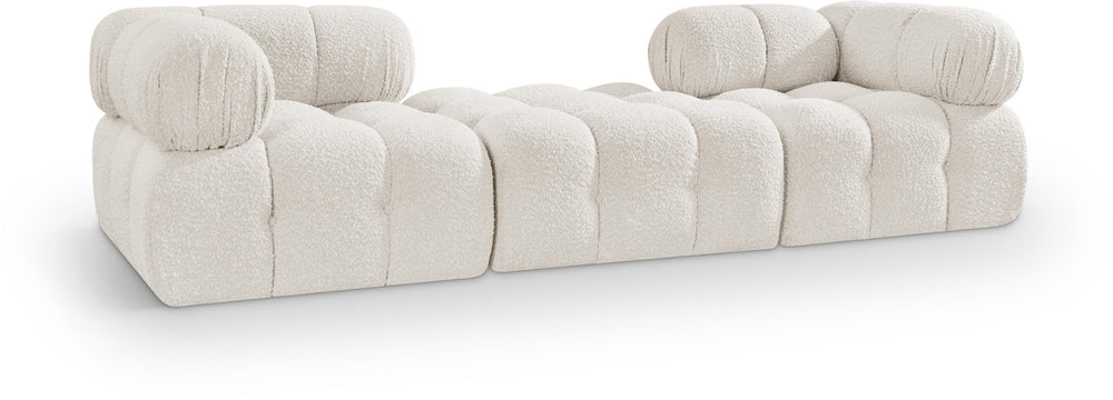 Meridian Furniture Ames Three Piece Modular Sofa in Cream Boucle for Contemporary Living Rooms 611Cream-S102D