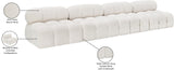 Ames Cream Boucle Fabric Modular Sofa 611Cream-S136B Meridian Furniture