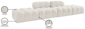 Meridian Furniture Ames Four Piece Modular Sectional Sofa in Plush Boucle for Open Plan Living Rooms 611Cream-S136C