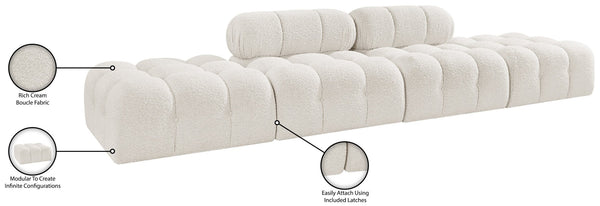 Meridian Furniture Ames Four Piece Modular Sectional Sofa in Plush Boucle for Open Plan Living Rooms 611Cream-S136C