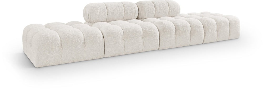 Meridian Furniture Ames Four Piece Modular Sectional Sofa in Plush Boucle for Open Plan Living Rooms 611Cream-S136C