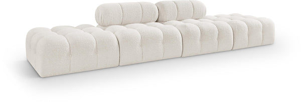 Meridian Furniture Ames Four Piece Modular Sectional Sofa in Plush Boucle for Open Plan Living Rooms 611Cream-S136C