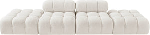 Meridian Furniture Ames Four Piece Modular Sectional Sofa in Plush Boucle for Open Plan Living Rooms 611Cream-S136C